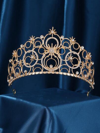 Crystal Crown Headpiece, Bridal Crystal Bubble Tiara, Royal Queen Princess Headband, Suitable For Bride, Wedding, Ball, Birthday Party