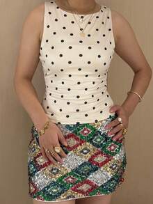 Falda Corta De Lentejuelas De Moda De Verano Para Mujer, Falda Mini Ceñida De Lentejuelas Para Fiestas De Club A La Orilla Del Mar - 金色 - 查看 3