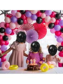 61 de baloane mov negre și roz, baloane mov negre și roz aprins de 10 inch pentru fete, ziua de naștere, baby shower, nuntă, dezvăluirea sexului, Valentine, decorațiuni de mireasă