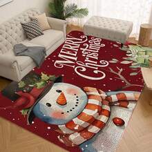 1/2 pièces Tapis de sol de Noël, fond rouge luxueux orné de bonhommes de neige blancs, de cloches dorées et de motifs de cadeaux de Noël. Tapis de sol de cuisine thème Joie, décoration d'atmosphère de Noël, parfait pour le bureau, la cuisine, la chambre, la décoration de la maison, créant une atmosphère joyeuse et exquise. - Multicolore - Voir 12