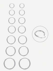 银质环形耳环 | 软骨无尽小环形耳环套装，适合男女女孩 | 防过敏 925 纯银耳屏耳环鼻唇环 | 耳环首饰，适合派对生日礼物，配有精美礼盒 | 7 种尺寸可选（外径-8 毫米/10 毫米/12 毫米/14 毫米/16 毫米/18 毫米/20 毫米） - 銀色 - 查看 2