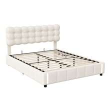 MISNODE Upholstered Bed 140 X 190 / 140 X 200 / 160 X 200cm, Hydraulic Bed With Slatted Frame, Children's Bed, Double Bed, Youth Bed With Storage Space, Beige, Velvet, Suitable For Adults And Teenagers - 米色 - 查看 12