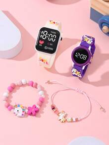 4款时尚百搭的女童儿童手表，价格实惠，适合返校季。这些手表采用卡通独角兽装饰和LED数字指针，并采用电子材料制成。 - 彩色 - 查看 3