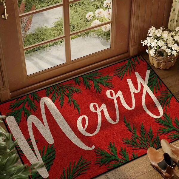 1 pièce Paillasson/tapis de sol imprimé thème de Noël - Tapis de chambre, tapis d'entrée, convient pour la décoration de la maison, tapis d'entrée de camping-car, accessoires de chambre, salon, bureau, chevet, canapé, balcon