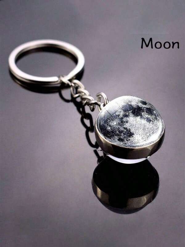 1pc Solar System Planet Keyring Moon Mercury Mars Double-Side Glass Ball Fashion Galaxy Nebula Keychain Pendant For Back To School Supplies Key Chain Charms Key Lanyard Thank You Gifts Teacher Accessories