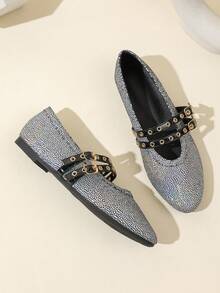 Novos Sapatos Flat Tipo Mary Jane Trançados de Fivela Única com Bico Redondo para Primavera/Outono Femininos, Sapatilhas, Sapatilhas Feitas à Mão, Outono, Ballet