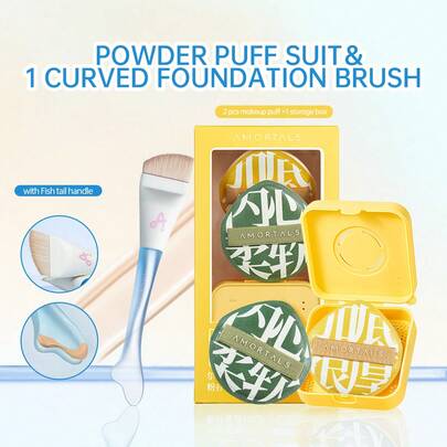 Amortals 1 cọ trang điểm đuôi nàng tiên cá + 2 bông mút trang điểm + 1 hộp đựng hình máy ảnh, chất liệu mút mềm mại, thích hợp dùng cho kem nền, che khuyết điểm, phấn má hồng, phấn mắt, người mới bắt đầu trang điểm, quà tặng cho hẹn hò, đám cưới, Giáng sinh, Halloween, tốt nghiệp, sinh nhật, Y2K, cosplay, tiệc làm đẹp, bãi biển, cắm trại, trường học, lễ hội, giá rẻ, quà nhét vào tất, trang điểm, dụng cụ trang điểm, đồ rẻ tiền, quà tặng, quà tặng cho phụ nữ, quà Giáng sinh, quà tặng khuyến mãi, du lịch, đồ rẻ tiền, đồ dùng cần thiết khi đi du lịch