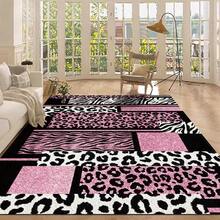 1pc Retro Pink Leopard Print Area Rugs For Living Room, Floor Carpet For Bedroom, Carpets Home Decor Rugs, Homestay Hotel, Non-Slip Machine Washable Carpet, Home Decor Room Decor - 樣式 1 - 查看 2