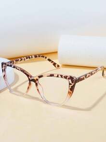 1pc/2pcs/3pcs Unisex Transparent Lens Fashion Cat Eye Leopard Print Non-Prescription Glasses, Suitable For Daily Computer, TV, Gaming, Mobile Phone Use To Relieve Eye Fatigue - rùa đồi mồi - Xem 3