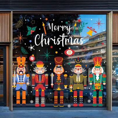 圣诞胡桃夹子窗贴膜，玻璃窗贴，圣诞节假期家庭办公室装饰圣诞装饰圣诞树礼品装饰感恩节婚礼家居装饰秋季装饰生日装饰礼品派对用品万圣节装饰墙面装饰万圣节饰品圣诞装饰圣诞树礼品装饰感恩节婚礼家居装饰秋季装饰生日装饰礼品派对用品万圣节装饰墙面装饰万圣节饰品