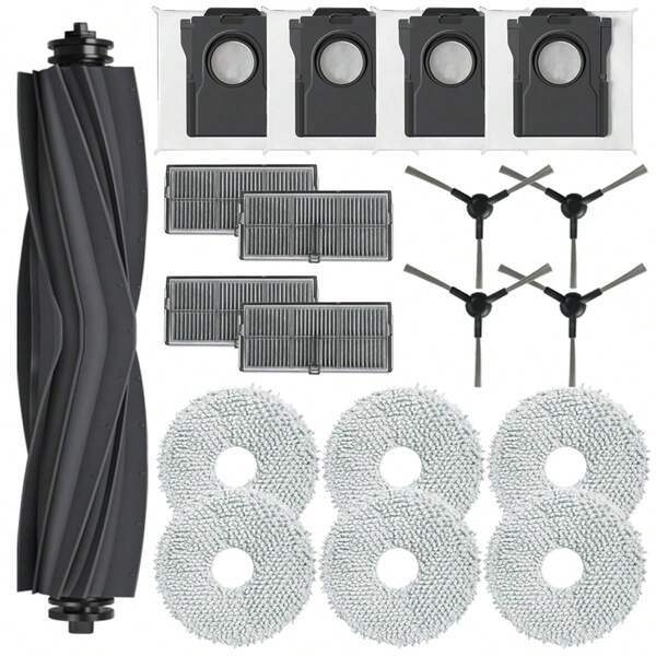 Acessórios para Dreame L10s Pro Ultra Heat/L10s Ultra Gen 2, conjunto de peças de reposição para Dreame X30 Ultra, 1 escova principal, 4 sacos de pó, 6 lenços umedecidos, 4 escovas laterais, 4 filtros