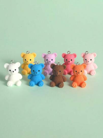 6pcs Assorted Mini Resin Bear Pendant, Jewelry Making Pendant, Bracelet, Necklace, Keychain, Earring DIY Accessories