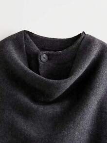Chaqueta de punto informal con estilo de bufanda, de corte asimétrico y ultra holgada para mujer - Gris - Ver 9