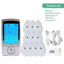Electronic Pulse Massager 16 Modes 20 Intensities TENS Unit Digital Rechargeable LCD Display Full Body Massage Muscle Stimulator With 10pcs Electrode Pads - Silver - View 13