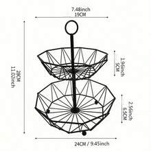 1 件三层铁制水果篮架，金色金属厨房台面收纳架，通风设计，用于新鲜水果和蔬菜储存，食物装饰碗架，坚固的结构 - 黑色 - 查看 13