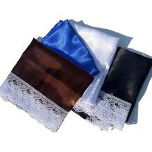Lap Scarf Handkerchief Silk Lap Scarf Scarves Covers Cloths With Lace Ladies Women - 烏黑 - 查看 7