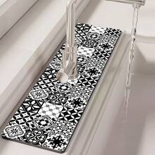 1pc Retro Pattern Texture Non-Slip Silicone Faucet Stain-Resistant Washable Drainage Pad, Patterned Floor, Kitchen Drainage Pad, Suitable For All Kinds Of Faucets In Bathroom And Kitchen. - Multicolor - View 5