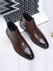 Men's Boots - Casual Business Style, Zipper Series, Rubber Sole, Suitable For Outdoor, Suitable For Spring And Autumn Outings