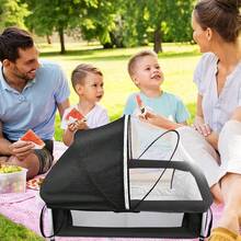 Travel Cot, Suitable For Baby Equipment At Home Or While Traveling, Portable, Foldable, Suitable For Newborns Up To 2 Years, Foldable Travel Cot, Side Bed, With Mosquito Net, 90*70*50cm - 黑色 - 查看 5