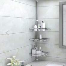 Telescopic Shower Shelf Made Of Metal, Corner Shelf, Bathroom Shelf, Telescopic Shower Shelf, Wall Shelf, 3 /4 Levels, Stainless Steel - 銀色-3層 - 查看 1