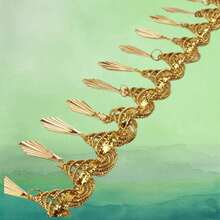 Dây ruy băng ren dệt màu vàng ánh kim dài 50cm, có tua rua và đính sequin, thích hợp cho biểu diễn sân khấu, may vest, váy cưới, trang trí. - nhiều màu - Xem 5