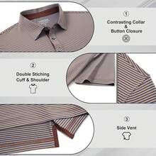 Golf Shirts For Men - Moisture Wicking Short Sleeve Performance Sport Casual Striped Collared Mens Polo Shirt-2025 - Blue Coffee Stripe - View 8