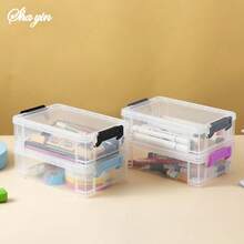 Square Transparent Storage Box Multifunctional Art Supplies Jewelry Organizer Dustproof Desktop Plastic Box For Home Organizatio