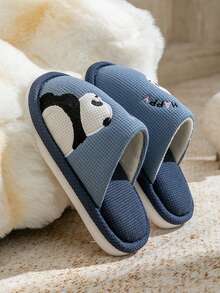 Children's Cartoon Warm Slippers For Boys And Girls, Autumn And Winter Indoor Anti Slip Cute Slippers - Dusty Blue - View 3