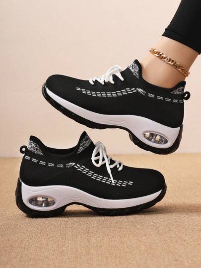 Zapatillas de deporte con cordones para mujer, de unicolor, cómodas y planas, versátiles para caminar a diario, fitness y ejercicio