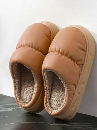 Men's Latex Anti-Bacterial Indoor Slippers, Thick Sole, Comfortable, Warm Lining, Suitable For Couples, Winter,Furry Shoes