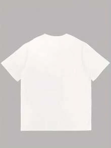 Men's Printed-Shirt - Bold Geometric Letters, Breathable Comfortable Fit, Washable Casual Short Sleeve Top, Casual Wear, Modern Casual Clothing, Medium Elastic Fabric - 白色 - 查看 2