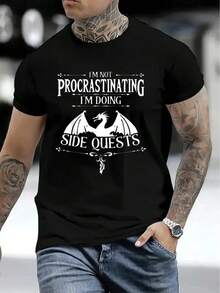 Men's Halloween T-Shirt, Comfortable Crew Neck, Soft And Breathable Cotton Short Sleeve, Summer And Spring Casual Wear, Urban Style With Modern Letter Print - 黑色 - 查看 3