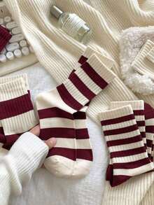 5 Pairs New Angola Red Socks, Breathable Moisture-Wicking Crew Socks For Men & Women, High-Quality Mid-Calf Socks, Mixed Delivery - Multicolor - View 4