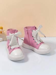 7-18 Years Old Kids Pink Boots, 2025 Autumn/Winter New Girls Outdoor Anti-Slip Wear-Resistant Waterproof Leather Boots, Children Side Zipper Fashion Versatile Chic Riding Boots, Mid-Large Kids Soft Bottom Comfortable Lightweight Casual Sports Ankle Boots