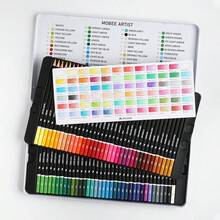 Mobee Nowość na rynku P-3510 Zestaw kredek ołówkowych na bazie oleju 120/72/48 kolorów Premium Miękki rdzeń Rozpuszczalne w wodzie kredki do ilustracji artystycznych Cieniowanie Projektowanie Pudełko blaszane na prezent Łatwe przenoszenie Dobra jakość wykonania
