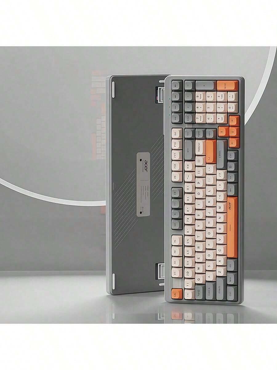 Acer Teclado mecánico táctil silencioso OKW 222 para oficina, resistente al agua y a las salpicaduras, control multimedia rápido, diseño ergonómico, conmutación entre dispositivos, gris - Gris - Ver 1