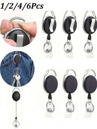 1/2/3/4/5/6 pezzi Portachiavi telescopico per uomo, porta badge retrattile per uomo - Multicolore Porta badge a molletta con molletta per cintura e portachiavi per tessera di identità, targhette e badge, Porta badge retrattile - Mantieni il tuo ID e facilmente accessibile