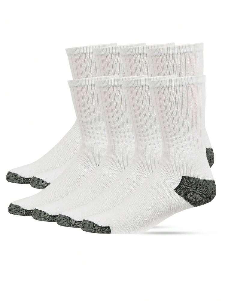 8/12 Pairs Crew Socks Cotton Solid Color Athletic Sports Workout Compress Soccer Running Men's Women's Unisex Comfort Cozy Sweat-Absorbing Anti-Slip Comfy Value Pack - 白色和黑色 - 查看 3