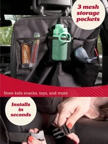 2 件/1 件汽车座椅靠背保护套 + 3 个口袋收纳袋，超大防水踢脚垫后座保护套，汽车座椅靠背套，用于防止灰尘、污垢和划痕 - 通用汽车内饰保护套，汽车内饰保护配件 - 彩色 - 查看 4