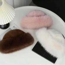 2 件套（黑色帽子 + 围巾），1 件女士奢华人造毛皮冬帽，厚实蓬松，带护耳功能，轻质弹性涤纶，可机洗秋冬蒙古毛皮帽，时尚设计，适合日常生活、节日、圣诞节、家庭成员、新年礼物 - 彩色 - 查看 9