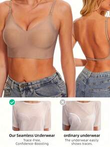 1pc Women's Sexy Backless Strapless Bra - Seamless Non-Transparent Cups, Adjustable Shoulder Straps, Thin Profile For Wedding, Formal, Evening Dresses - No Underwire Needed, Bridal Lingerie & Special Occasion Bras, Evening Wear Support, Modern Bra Design, Comfortable Fit Bra - Coffee color - 查看 4