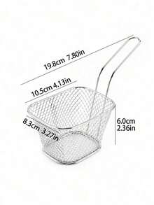 1 件不锈钢炸薯条篮（带手柄）厨房小吃托盘
