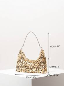 Túi đeo vai đính sequin hoa, Túi dự tiệc cưới, Túi dạ hội, Phụ kiện dạ hội, Túi xách cao cấp, Đồ cưới, Túi thanh lịch dành cho nữ (Mẫu ngẫu nhiên), Sequin - Vàng - Xem 7