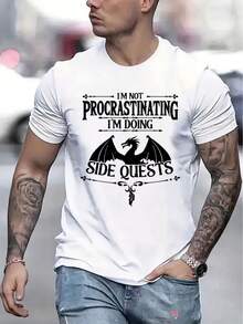 Men's Halloween T-Shirt, Comfortable Crew Neck, Soft And Breathable Cotton Short Sleeve, Summer And Spring Casual Wear, Urban Style With Modern Letter Print - 黑色 - 查看 6