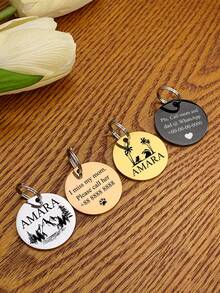 1 pièce Médaille d'identification pour animaux de compagnie personnalisable en acier inoxydable, gravure personnalisée recto-verso, forme ronde pour chiens/chats, cadeau d'anniversaire pour les amateurs d'animaux de compagnie, Noël, anniversaire, design élégant pour un usage quotidien et les occasions spéciales, médailles d'identification pour animaux de compagnie, accessoires pour animaux de compagnie - Noir - Voir 3
