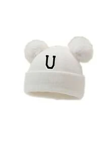 1 chiếc mũ len trẻ sơ sinh cá nhân hóa, mũ len 26 chữ cái cho trẻ mới biết đi và trẻ em, mũ len thủ công cho bé gái, phù hợp cho bé từ 0-3 tuổi đội hàng ngày. - trắng - Xem 6