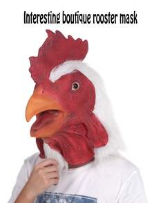 Halloween Costume Role Play Rooster Animal Head Mask, Latex Funny Mask For Children And Adults