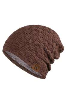1pc Men's Knitted Hat, Cap With Fleece Lining, Thick Warm Ear Protection Beanie For Autumn/Winter Autumn Decor