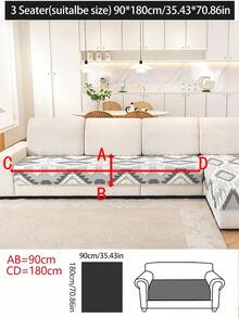 1件波西米亚菱形绗缝毛绒沙发垫套，暖色调乡村风格沙发套，防滑防刮，四季皆宜，适用于1/2/3/4座沙发和组合沙发，秋季装饰，房间装饰，返校季，学习用品 - 深灰色 - 查看 18