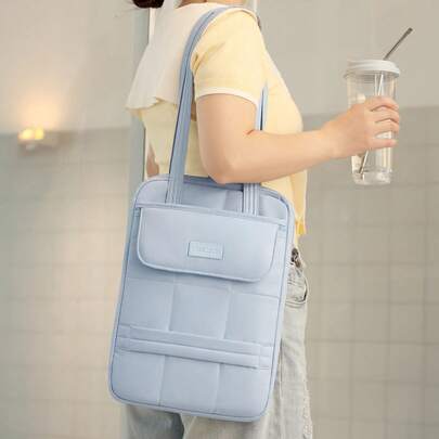 Túi đựng máy tính xách tay chần bông dễ thương, Túi đựng máy tính bảng đeo vai màu Macaron có quai xách, Bao da mềm bảo vệ máy tính xách tay, Túi đựng máy tính bảng chống sốc tương thích với MacBook / iPad Túi đựng máy tính xách tay cho lớp học Túi đựng đồ cho giáo viên Túi đựng đồ cho lớp học